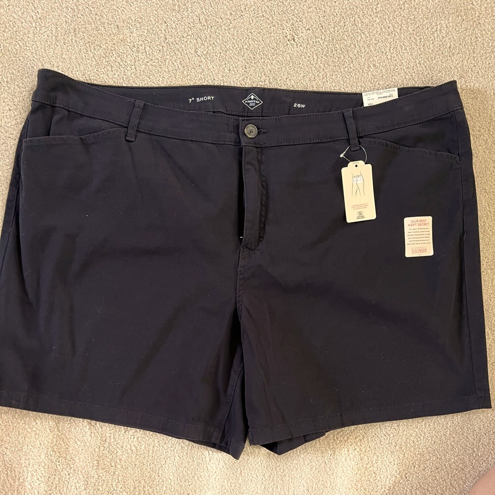 Women’s mid rise chino black shorts. 7 inch inseam. New. Never been worn.